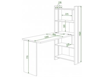 Письменный стол Лоревро-ОВ+С120Прям без тумбы КВ
