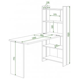 Письменный стол СТЛ-ОВ+С120Прям без тумбы ШК