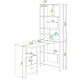 Письменный стол СТЛ-ОВХ +С100Прям БЕ