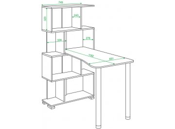 Письменный стол Валевро-5-4СТ-2+БД+БЯ НБЕНБЕ