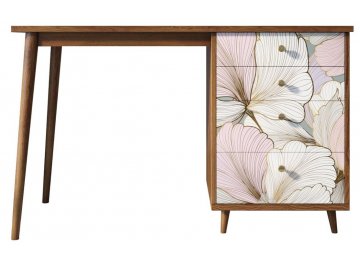 Компьютерный стол Воаб орех / принт 39 с одной тумбой