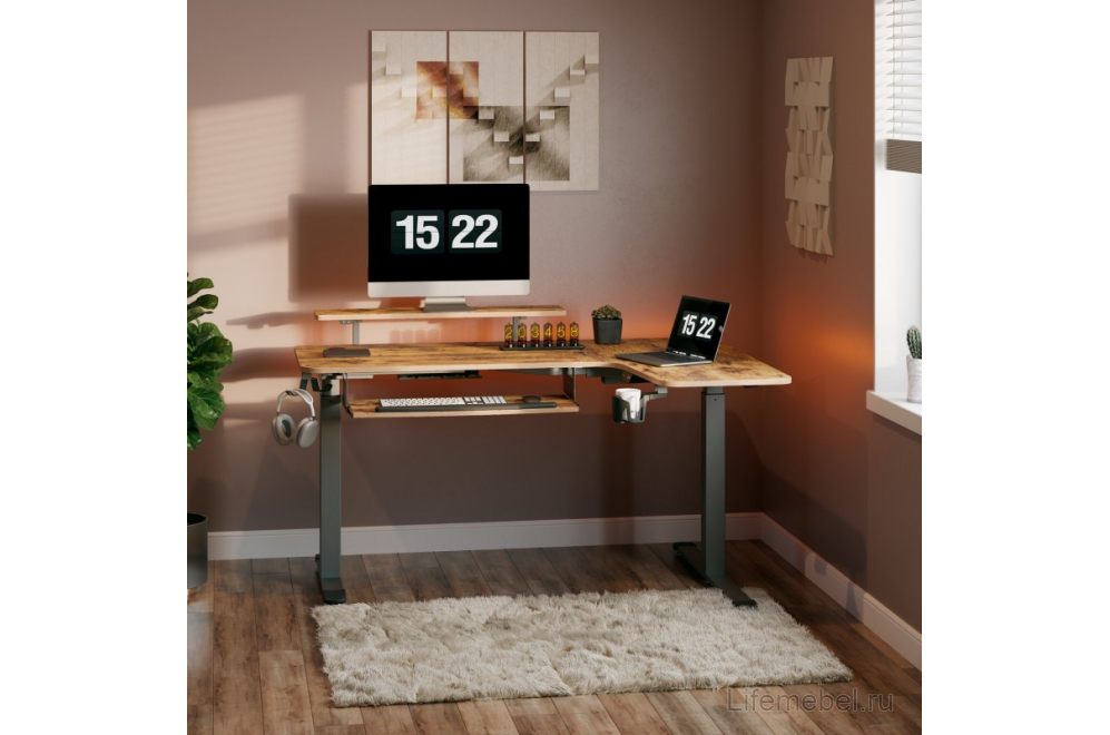 Компьютерный стол угловой правый ERK-L60R-RB коричневый