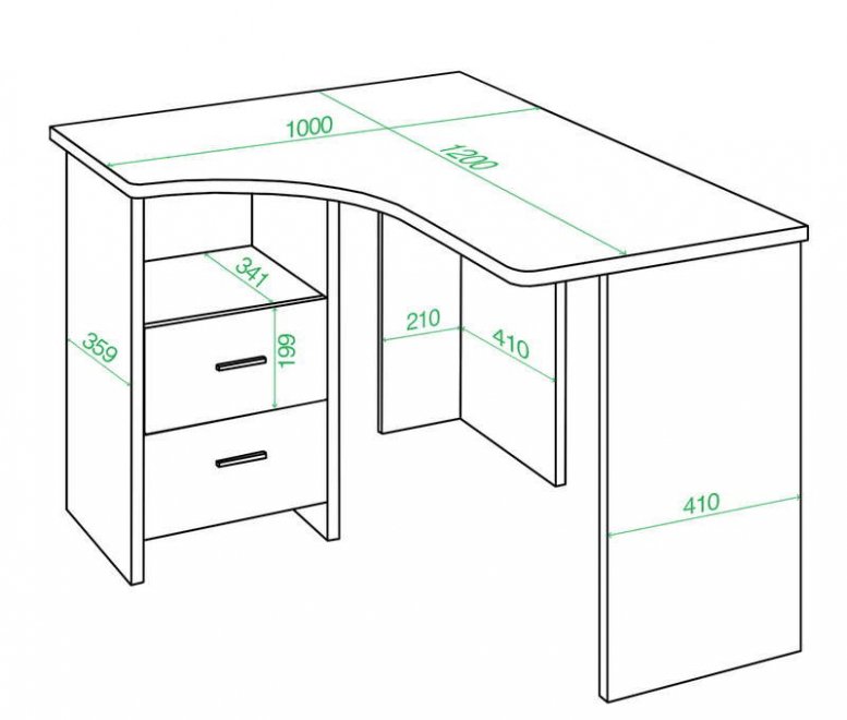 Стол компьютерный 100 х 120 см угловой белый левый