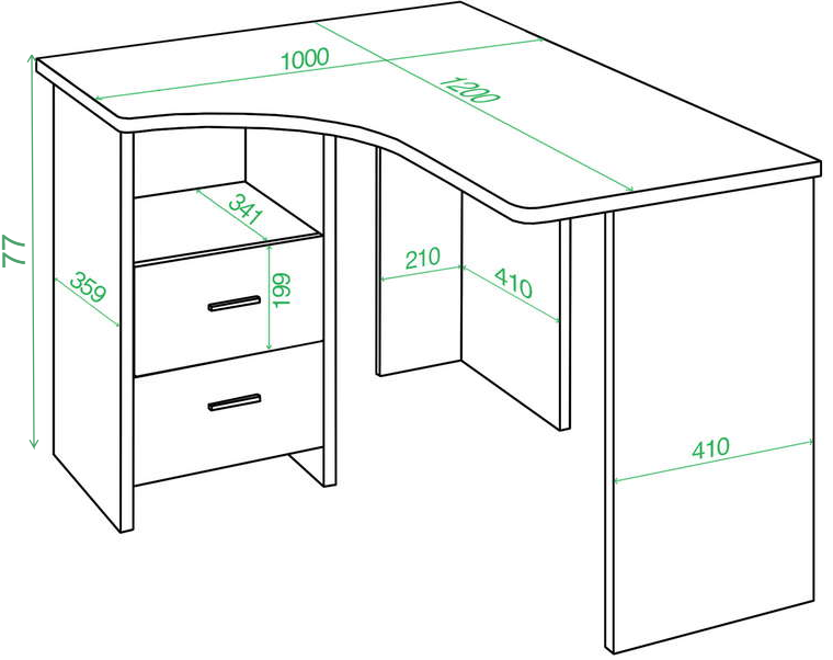 Стол компьютерный 100 х 120 см угловой нельсон левый