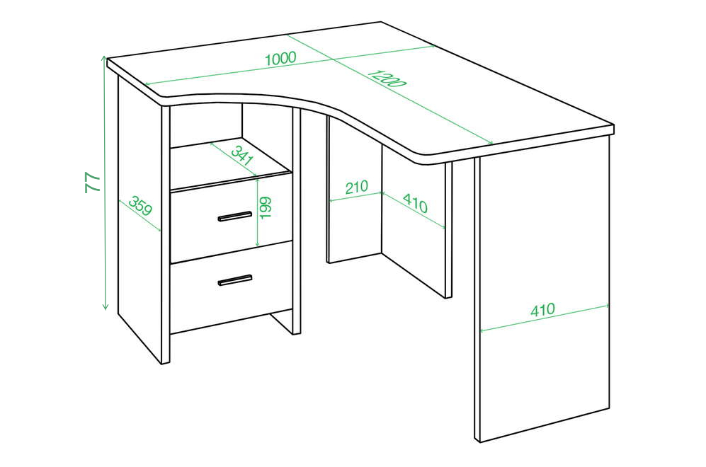 Стол компьютерный 100 х 120 см угловой нельсон левый