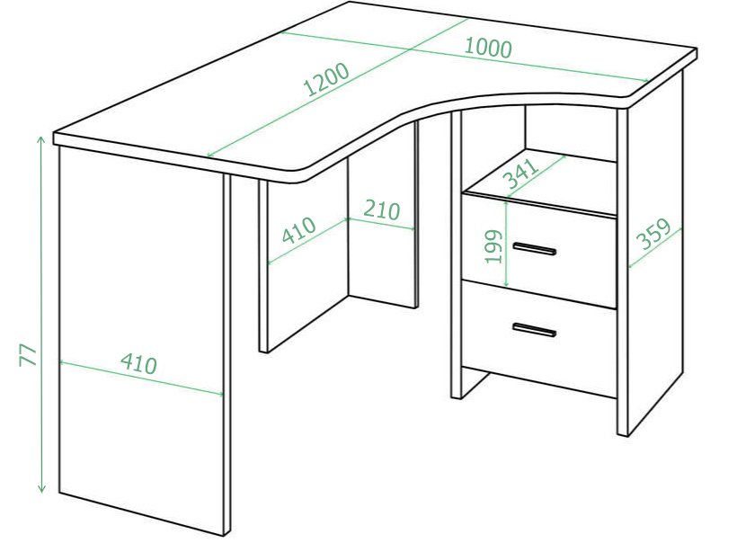 Стол компьютерный 100 х 120 см угловой нельсон правый