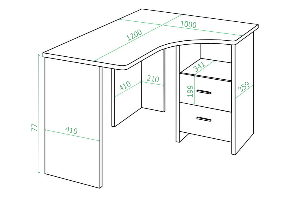 Стол компьютерный 100 х 120 см угловой нельсон правый