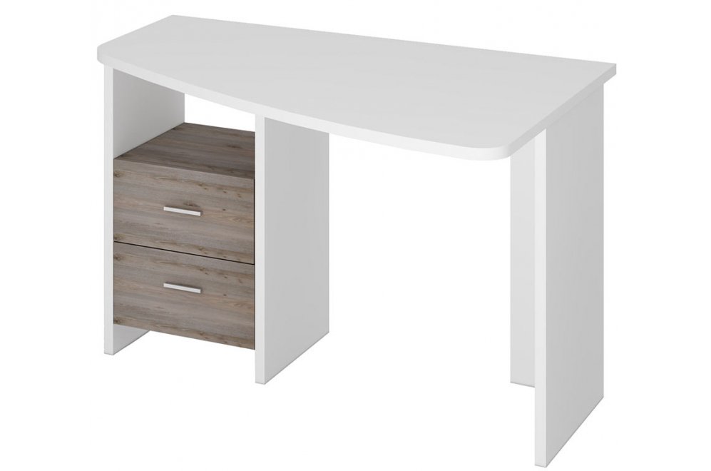 Стол компьютерный Валина 120 х 60 см круглый белый / нельсон правый