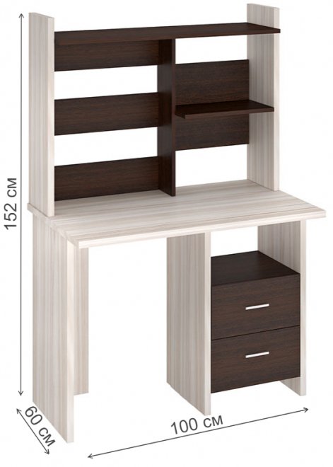Стол компьютерный с надстройкой 100 х 60 см карамель / венге