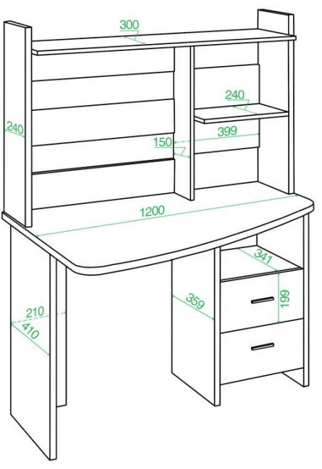Стол компьютерный с надстройкой 120 х 60 см круглый карамель левый