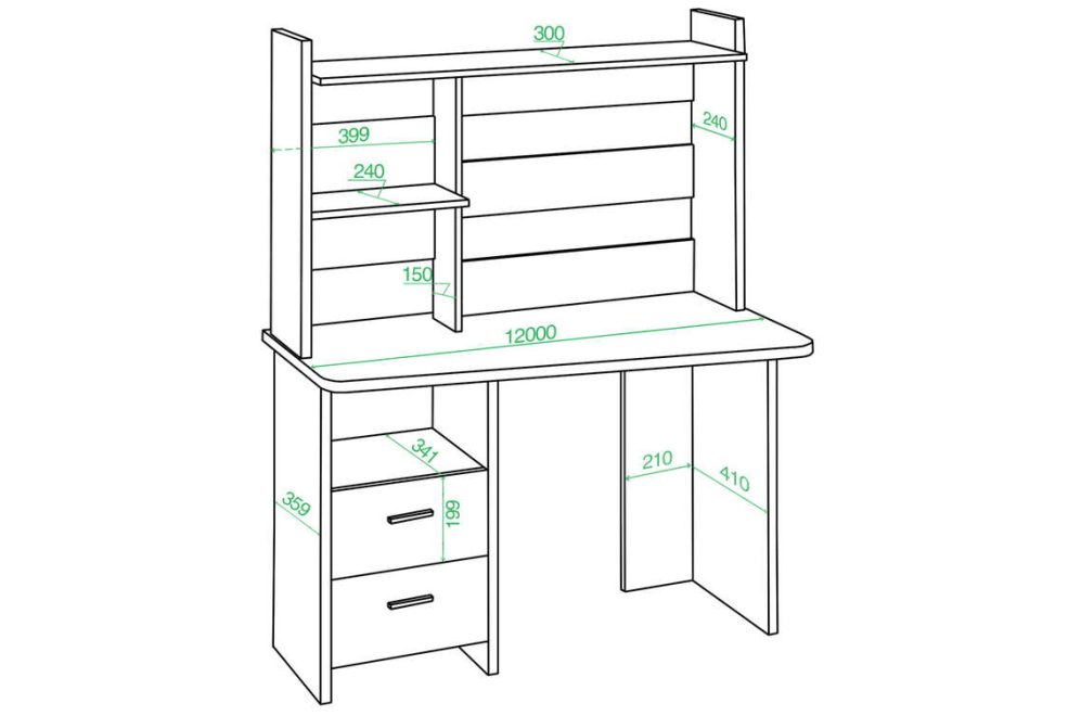 Стол компьютерный с надстройкой 120 х 60 см трапеция нельсон правый