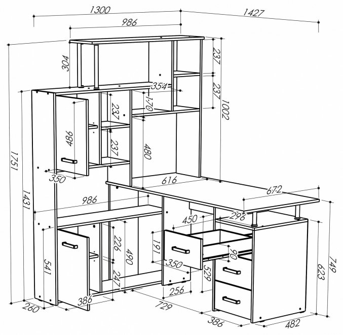 Стол компьютерный КС15 белый левый