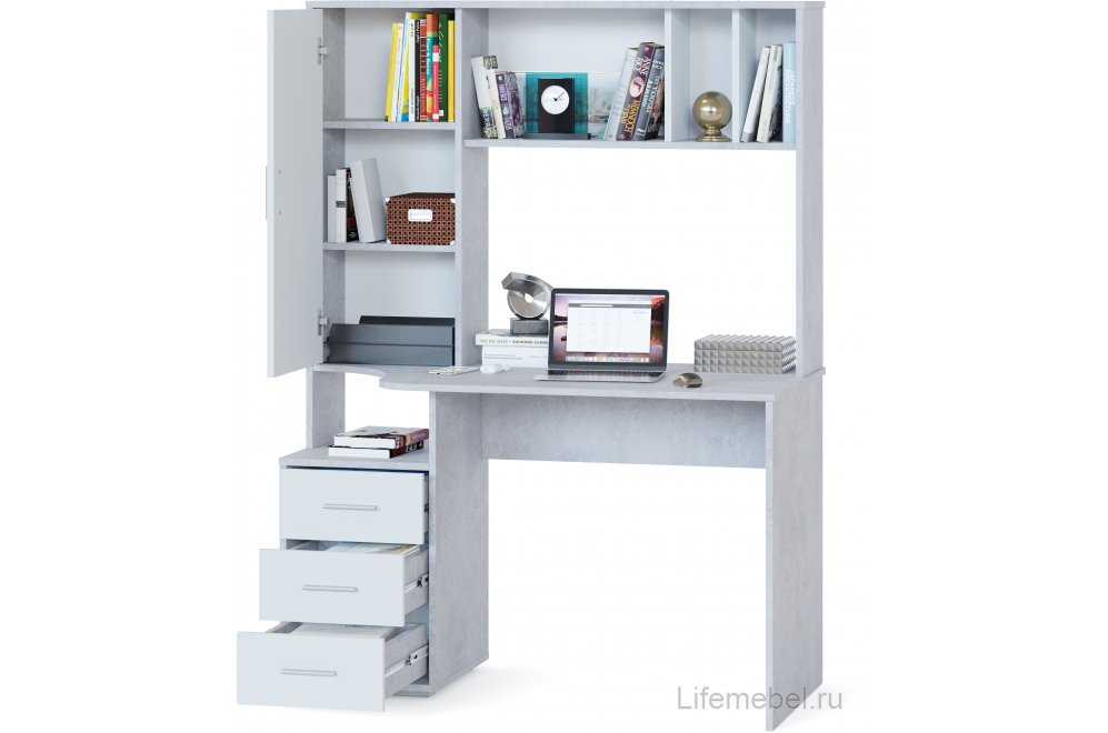 Стол компьютерный КСТ-16 бетон / белый