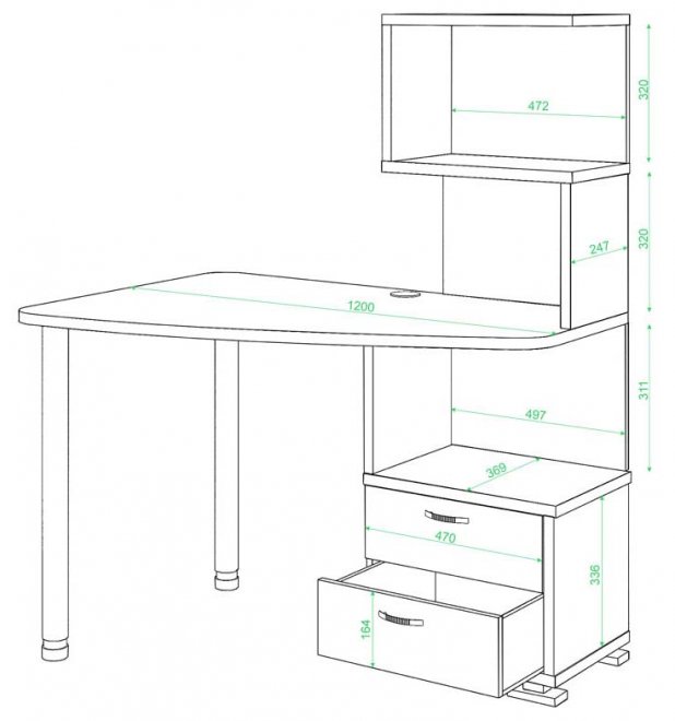 Стол компьютерный Белора-60 правый белый жемчуг / венге
