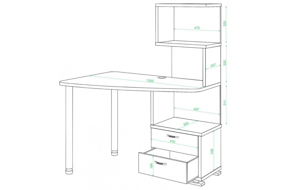 Стол компьютерный Белора-60 правый белый жемчуг / венге