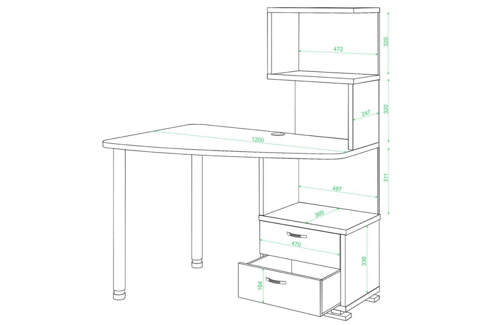 Стол компьютерный Белора-60 левый карамель / белый жемчуг