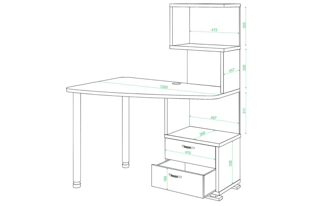 Стол компьютерный Белора-60 правый карамель / белый жемчуг
