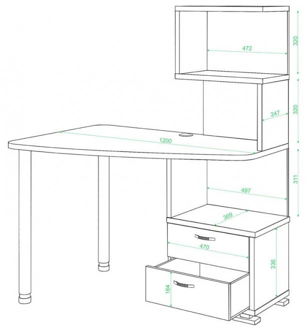 Стол компьютерный Белора-60 левый венге / белый жемчуг