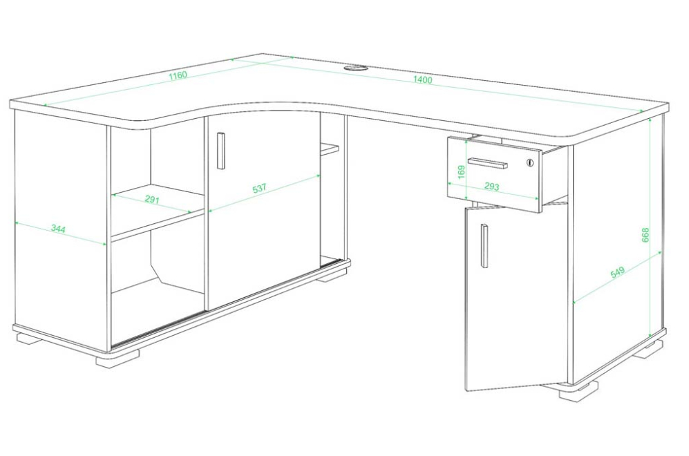 Стол компьютерный Жаспера-140М правый карамель / венге / венге