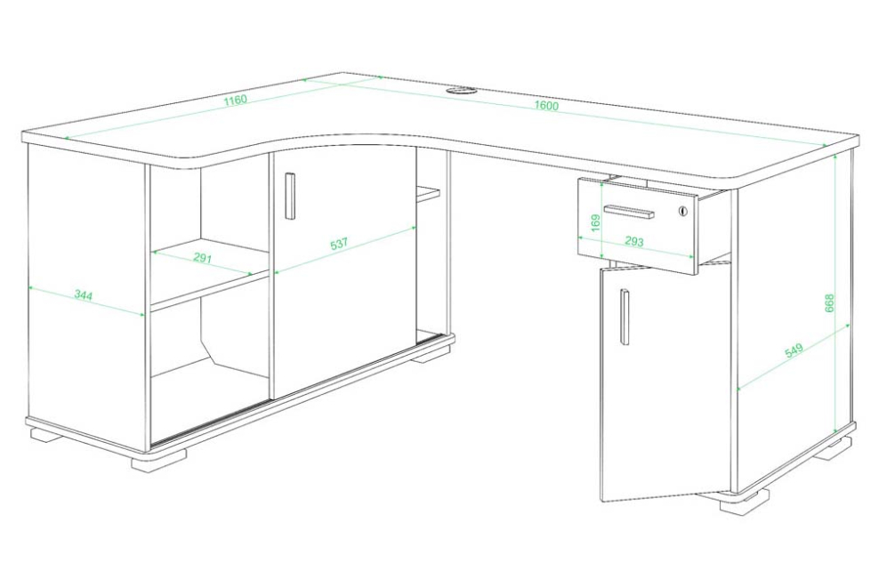 Стол компьютерный Жаспера-160М левый карамель / венге / карамель