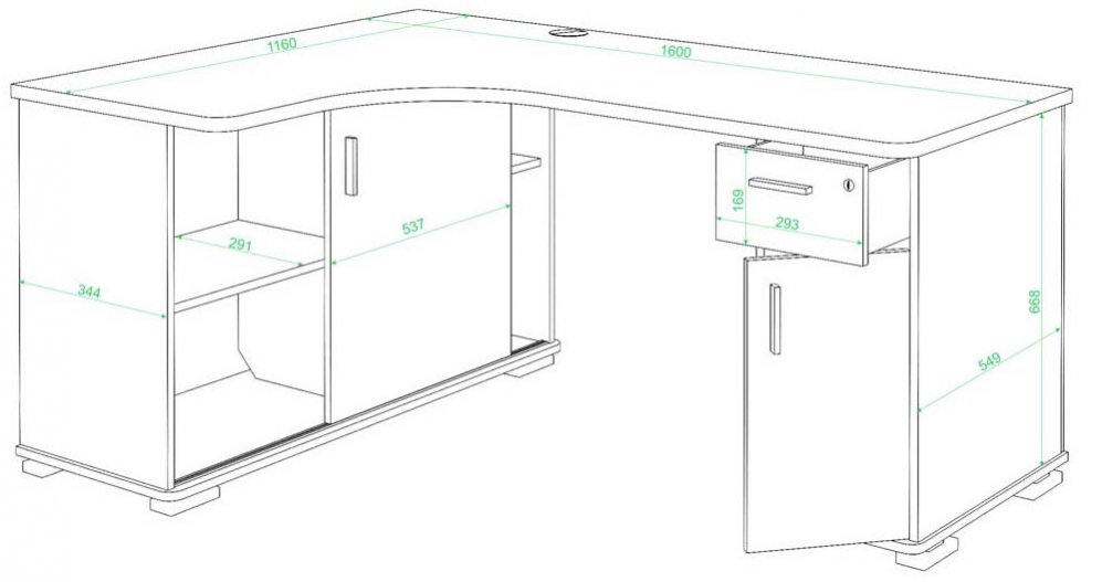 Стол компьютерный Жаспера-160М левый венге