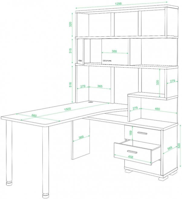 Стол компьютерный Жаспера-420 / 150 левый белый / нельсон / белый