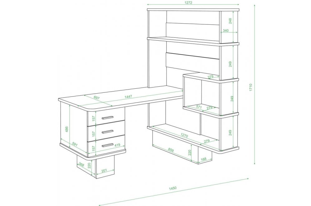 Стол компьютерный Жаспера-520 правый нельсон