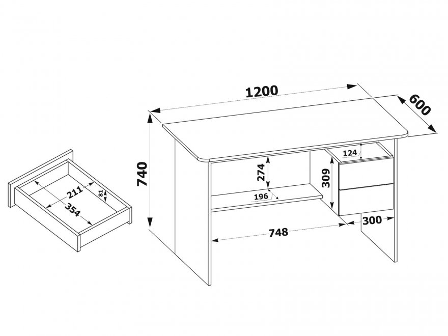 Стол письменный СПМ-07Б