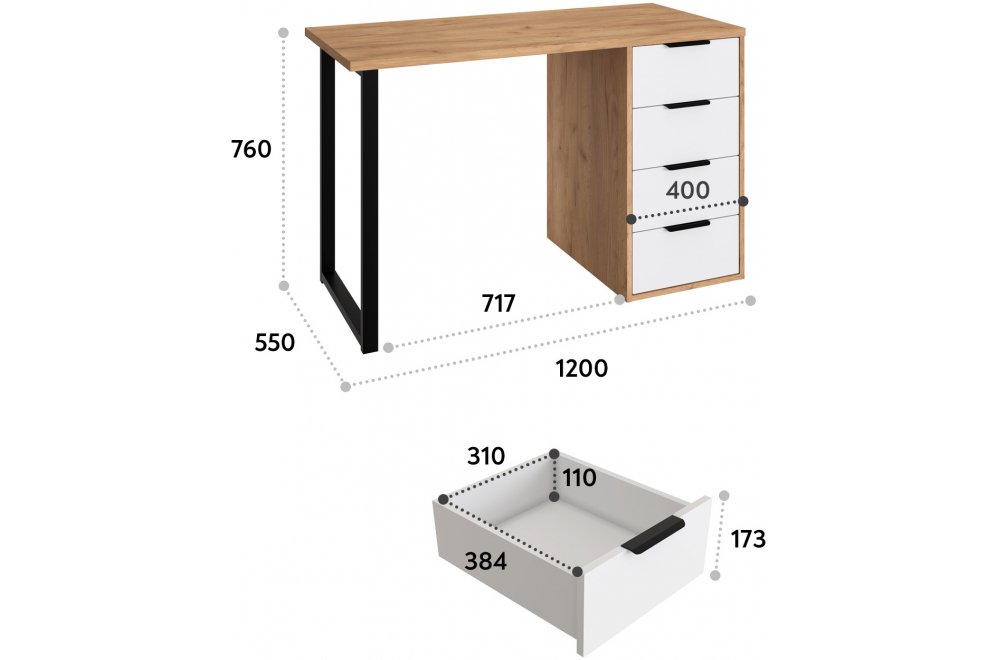 Стол С-400 дуб крафт золотой / меренга