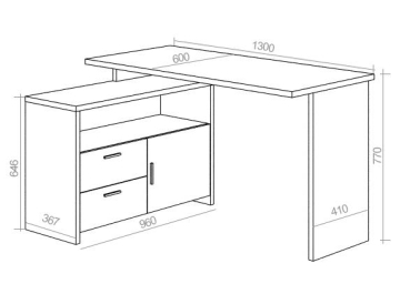 Письменный стол СКЛ-ПРЯМ130+ТБЛ БЕК