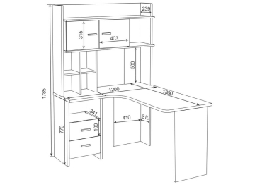 Письменный стол СКЛ-Угл130+НКЛ-120 КБЕ