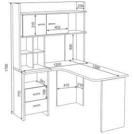 Письменный стол СКЛ-Угл130+НКЛ-120 КБЕ