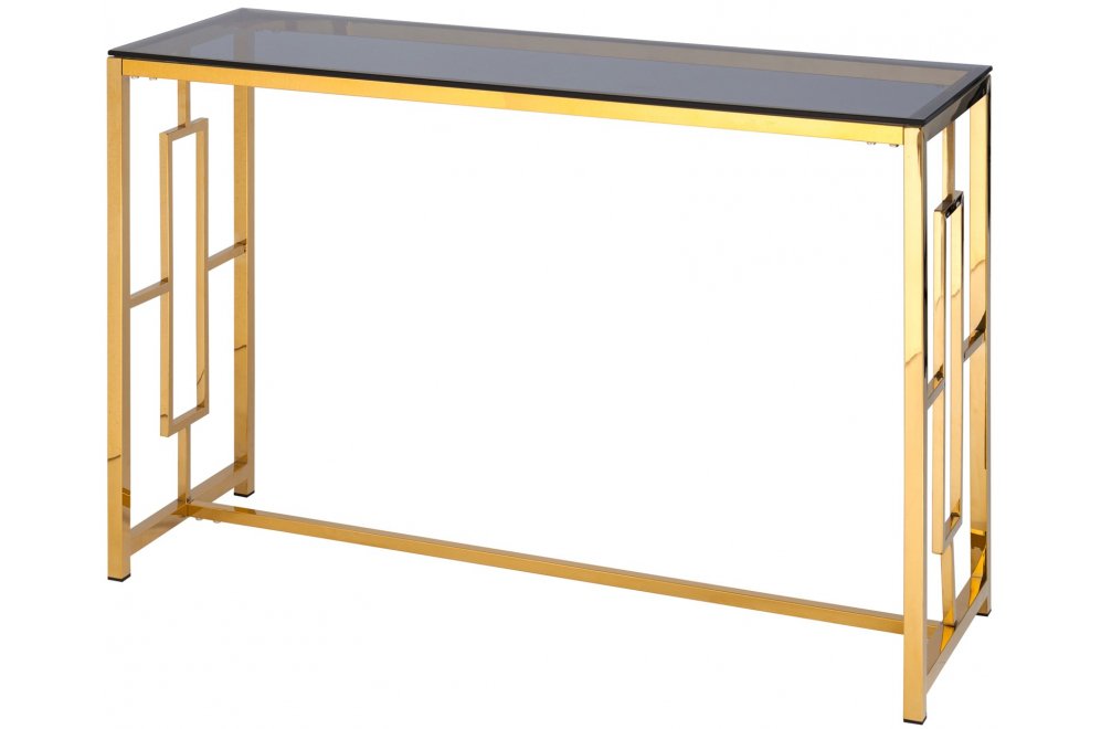 Консоль Детройт 120 стекло smoke / сталь золото