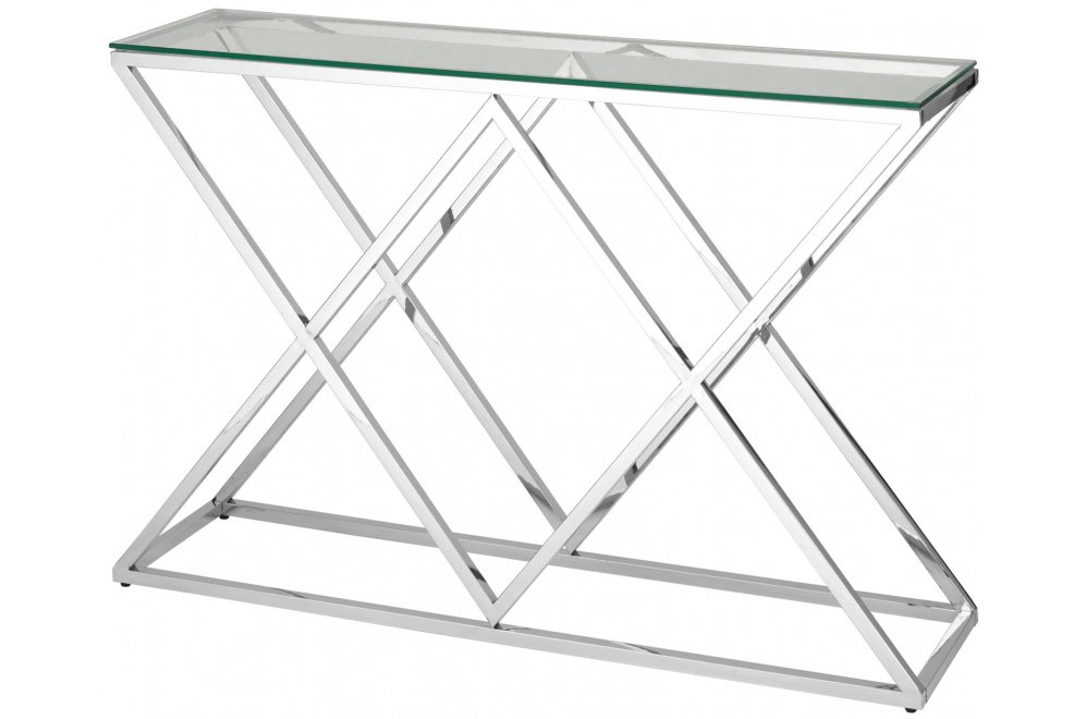 Консоль Президиум 115 х 30 прозрачное стекло / сталь серебро