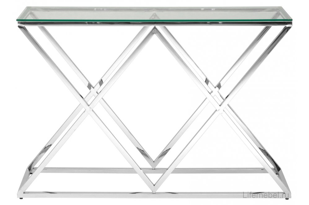 Консоль Президиум 115 х 30 прозрачное стекло / сталь серебро