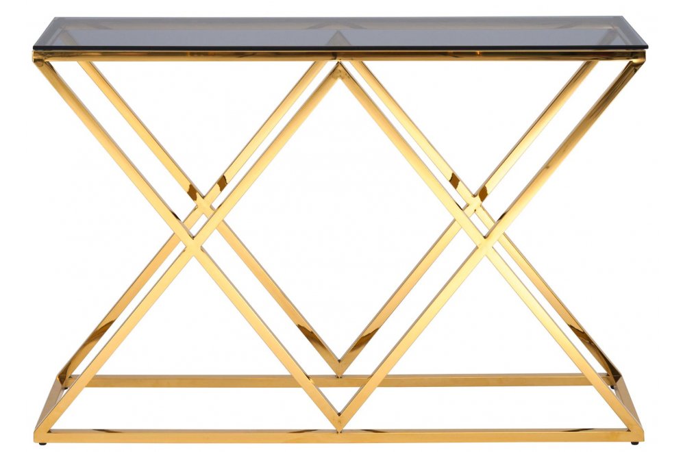 Консоль Президиум стекло smoke / сталь золото