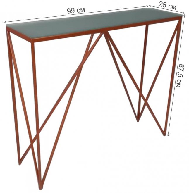 Консольный стол Akur Loft Cary медь / матовое стекло