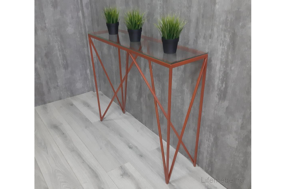 Консольный стол Akur Loft Cary медь / прозрачное стекло