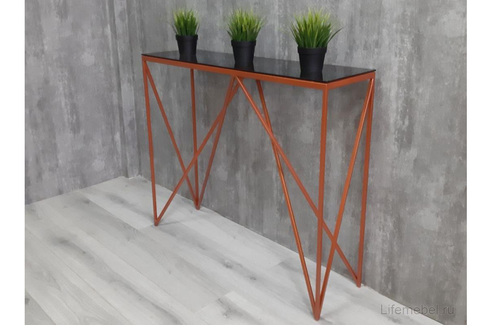 Консольный стол Akur Loft Cary медь / тонированное стекло