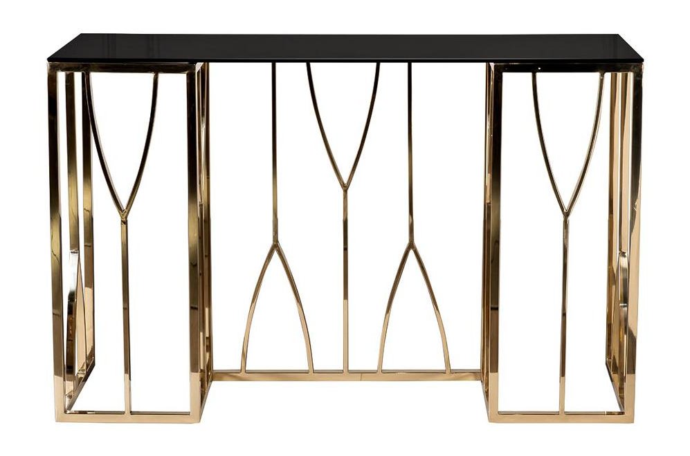 Консольный столик 13RXC3102-GOLD стекло черное / золото