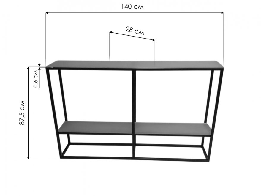 Консольный столик Akur Loft Chelsea черный / матовое стекло