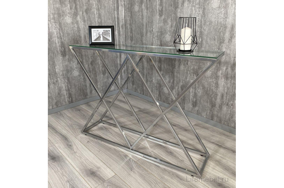 Консольный столик Akur Loft Geneva хром / прозрачное стекло