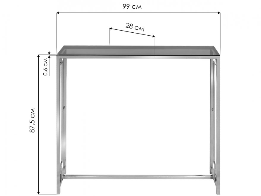 Консольный столик Akur Loft London хром / прозрачное стекло
