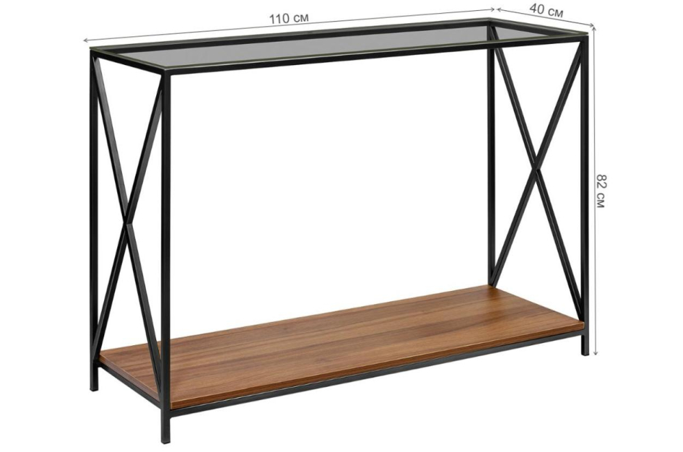 Консольный столик Garda орех / тонированное стекло / черный
