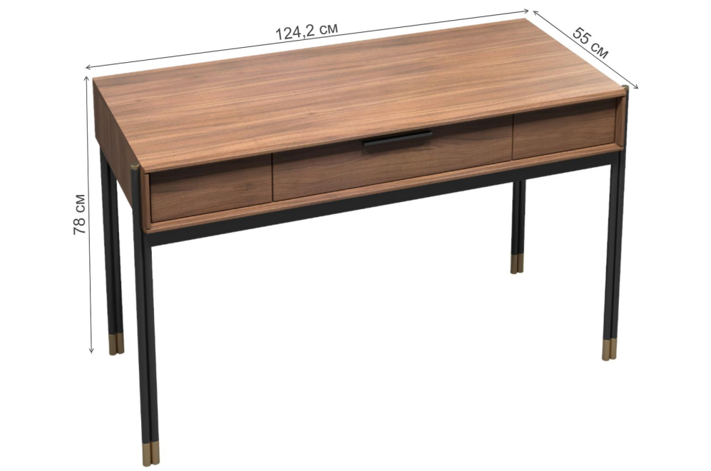 Консольный столик Benissa MDI.WD.BS.60 шпон ореха / черный матовый лак / латунь