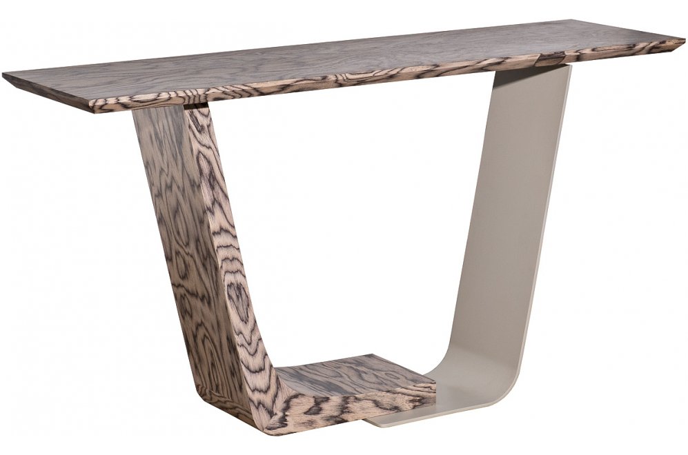 Консольный столик Зебрано бежево-коричневый / хром