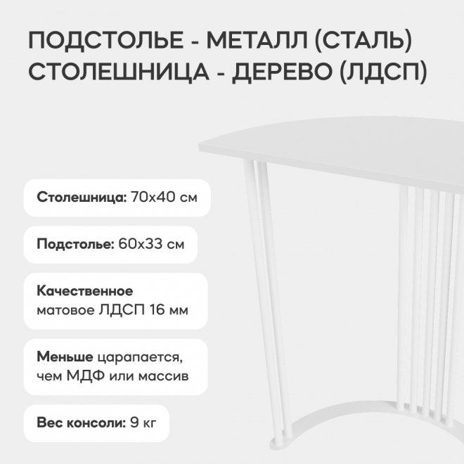 Консольный столик Violur 40x75x70 белый
