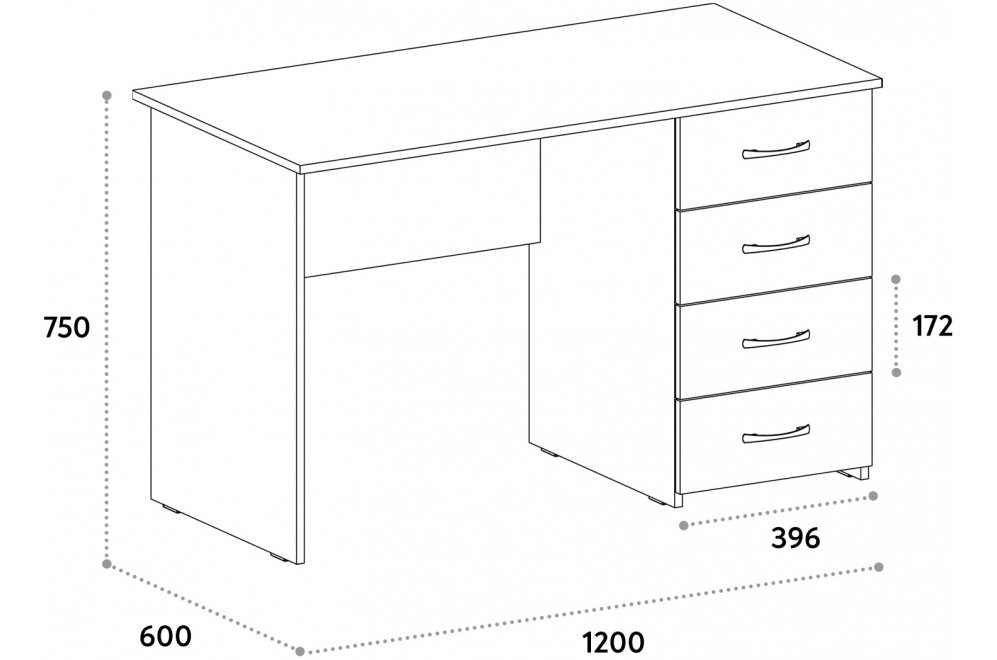 Письменный стол С-111К блэквуд сатиновый