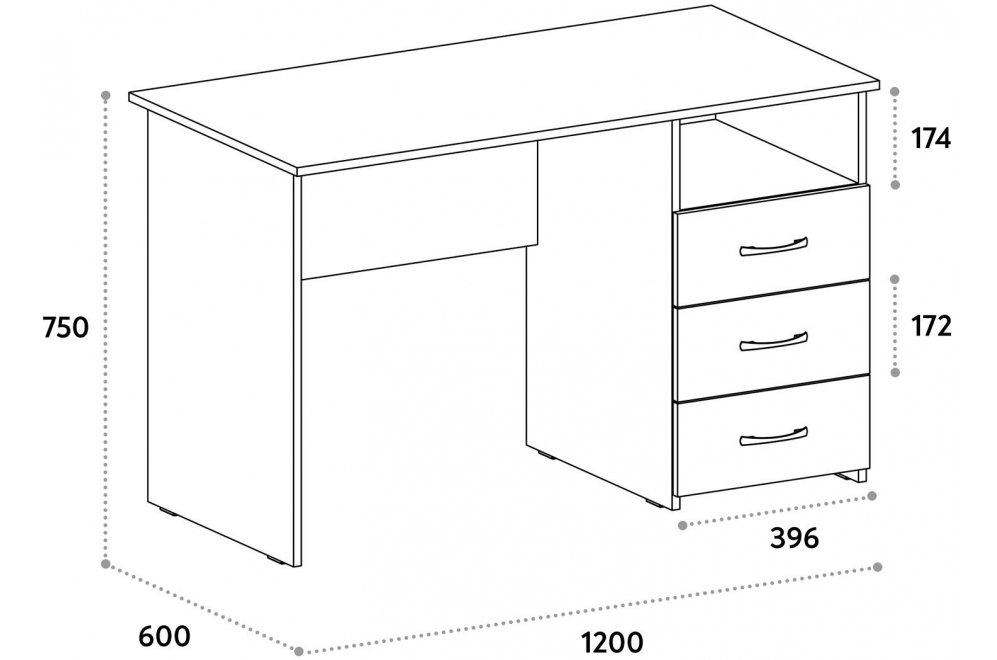 Письменный стол С-112K блэквуд сатиновый