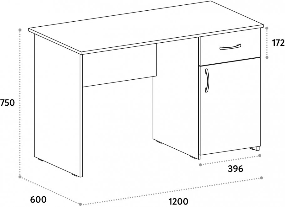 Письменный стол С-113K блэквуд сатиновый